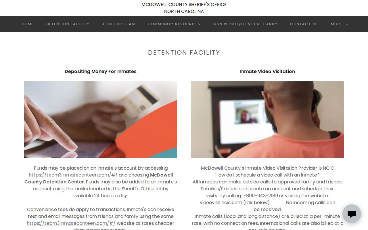 McDowell County Detention Facility release record source for Mitchell detainees