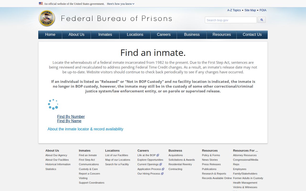 Federal inmate release search for Mitchell County through BOP