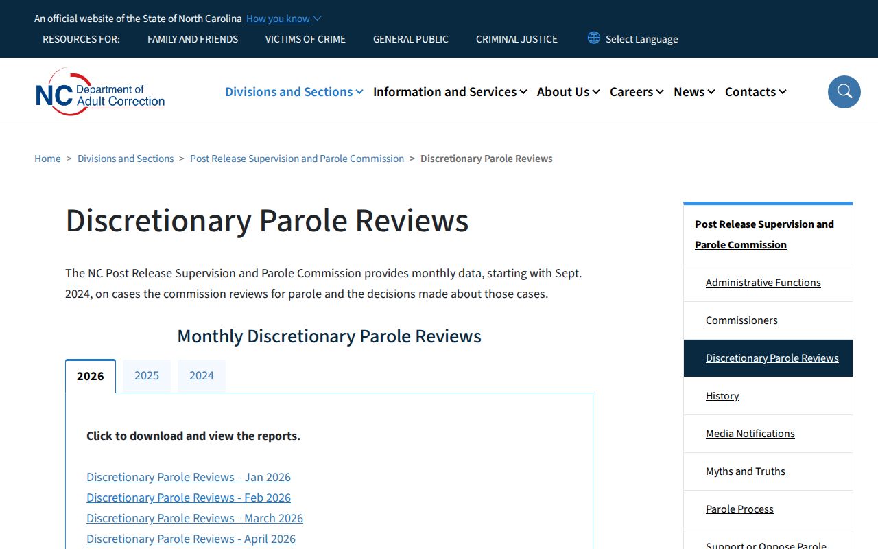 Mitchell County parole review and release decision source